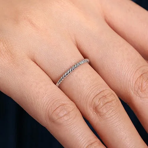 14K W Gold Twisted Rope Stackable Ring