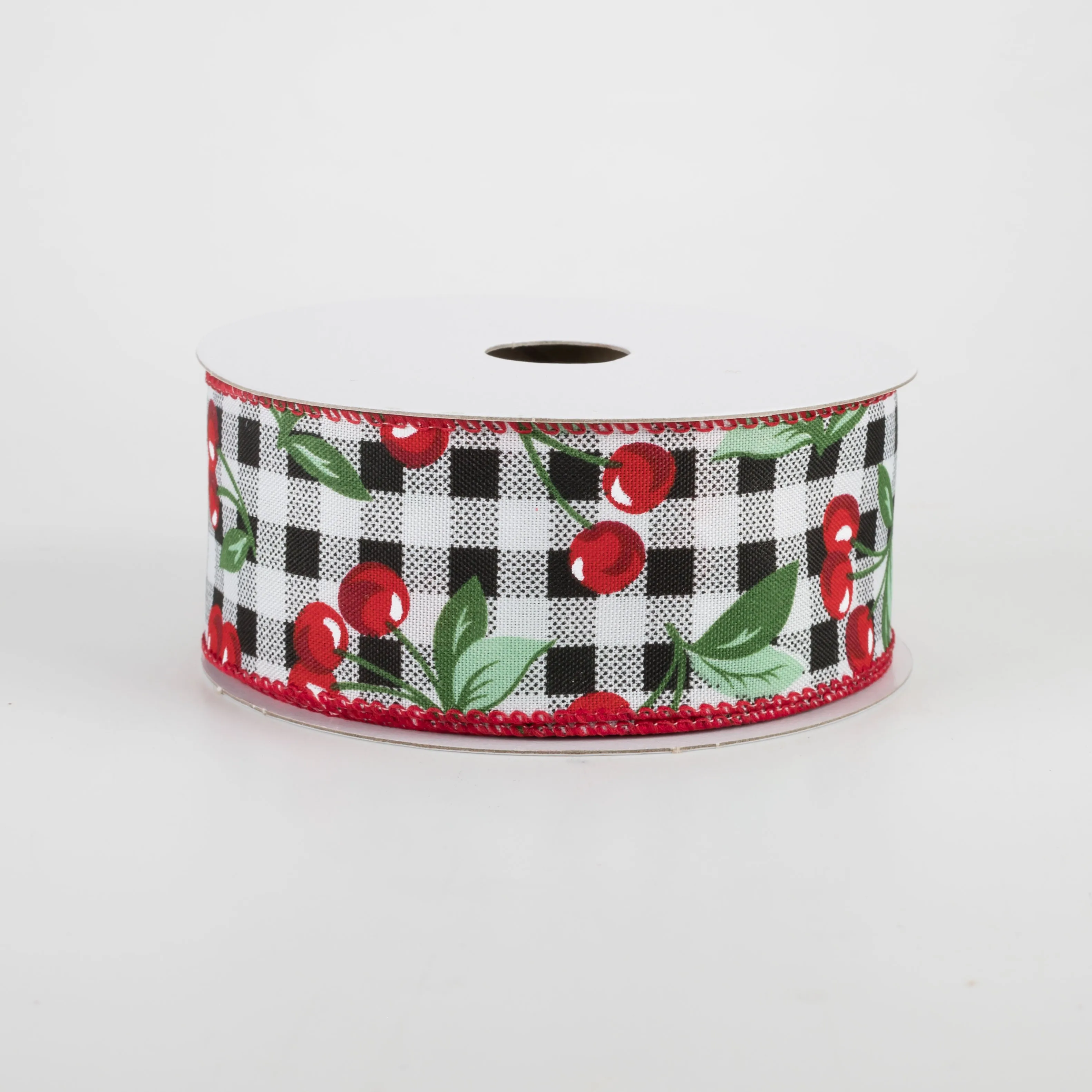 1.5" Buffalo Plaid With Cherries Ribbon (10 Yards)