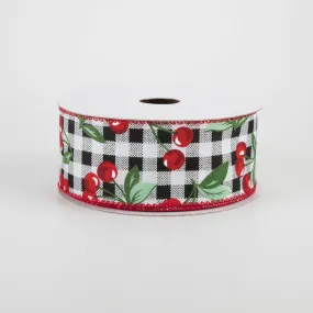 1.5" Buffalo Plaid With Cherries Ribbon (10 Yards)