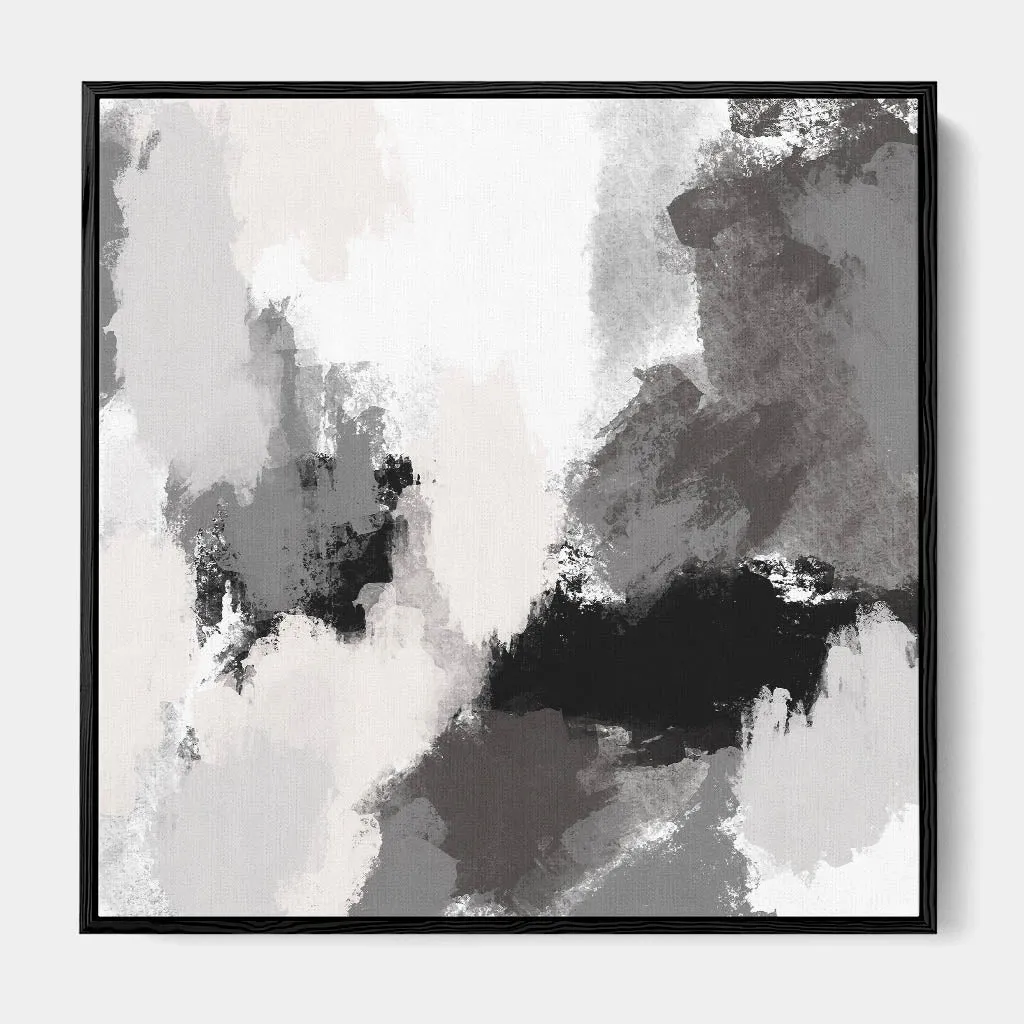 Abstract Grey Rush Framed Canvas