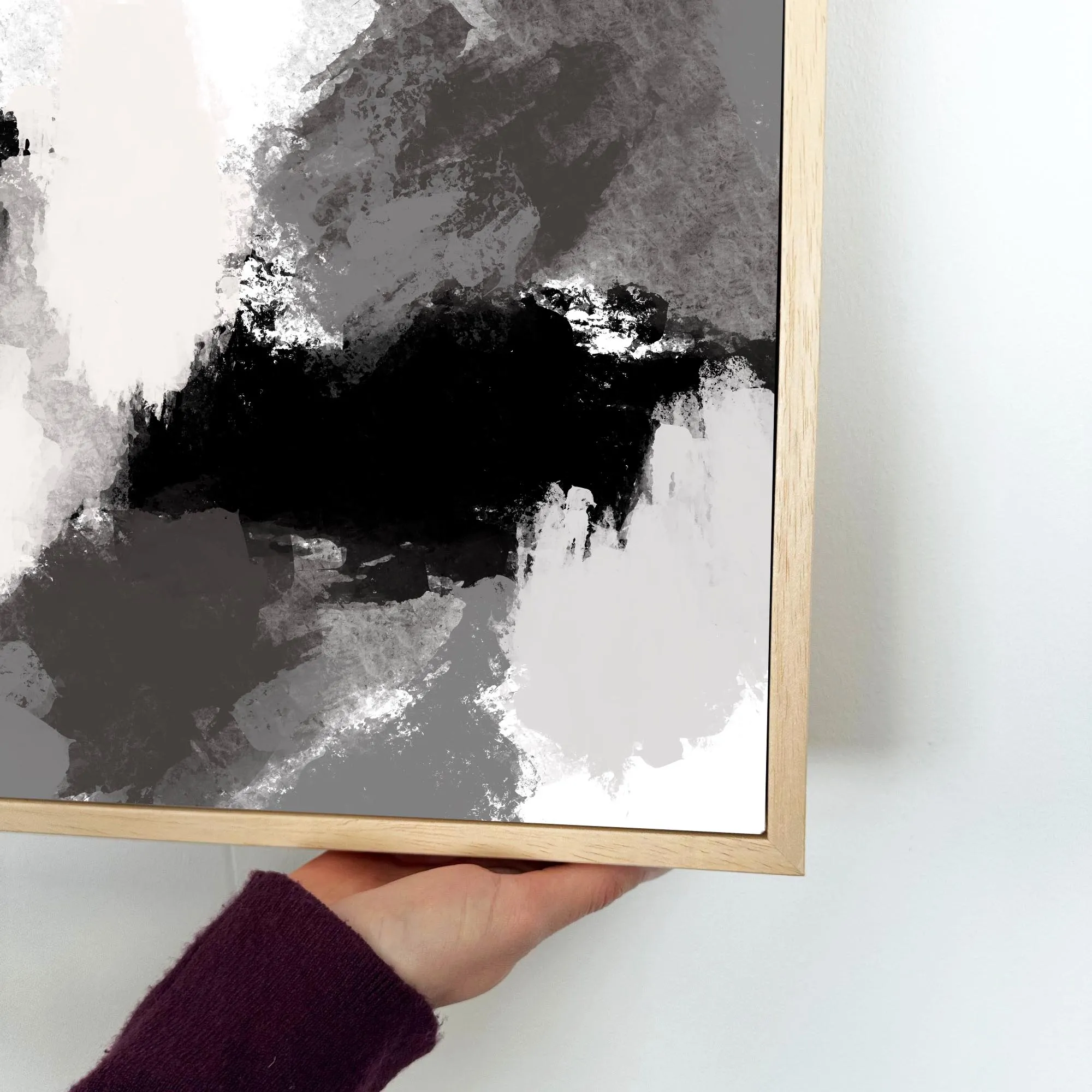 Abstract Grey Rush Framed Canvas