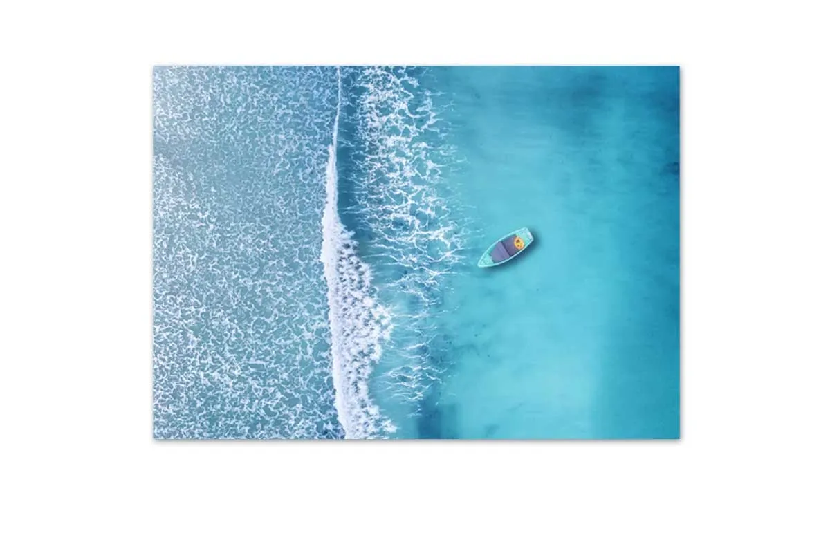 Azure Ocean from Above | Canvas Wall Art Print