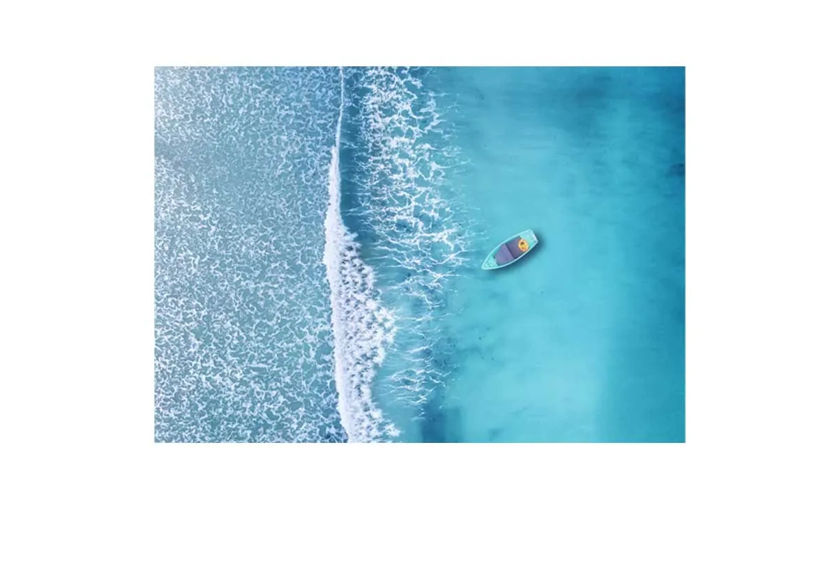 Azure Ocean from Above | Canvas Wall Art Print
