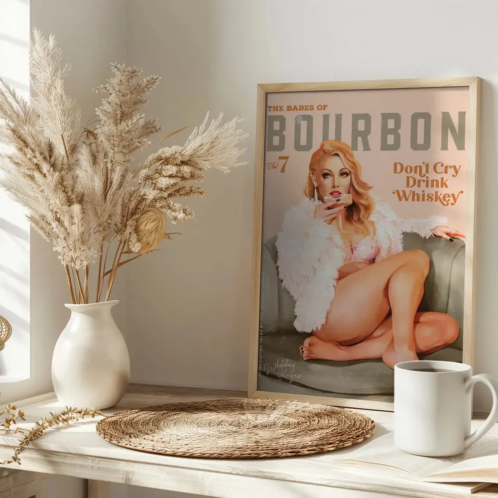 Babes of Bourbon Vol 7 Sexy Vintage Whiskey Pinup Girl - Stretched Canvas, Poster or Fine Art Print