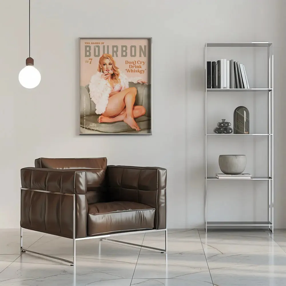 Babes of Bourbon Vol 7 Sexy Vintage Whiskey Pinup Girl - Stretched Canvas, Poster or Fine Art Print