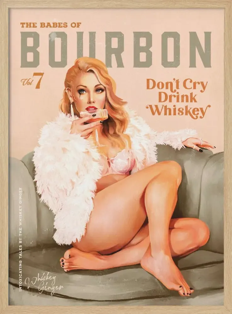 Babes of Bourbon Vol 7 Sexy Vintage Whiskey Pinup Girl - Stretched Canvas, Poster or Fine Art Print