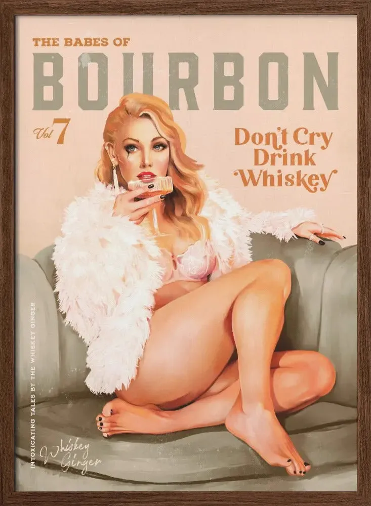 Babes of Bourbon Vol 7 Sexy Vintage Whiskey Pinup Girl - Stretched Canvas, Poster or Fine Art Print