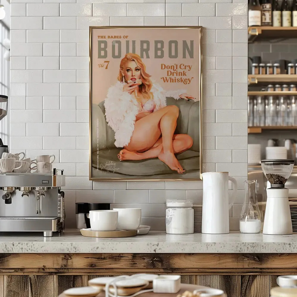 Babes of Bourbon Vol 7 Sexy Vintage Whiskey Pinup Girl - Stretched Canvas, Poster or Fine Art Print