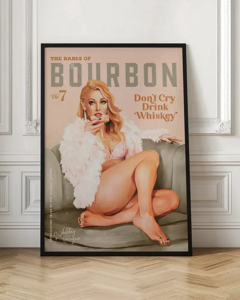 Babes of Bourbon Vol 7 Sexy Vintage Whiskey Pinup Girl - Stretched Canvas, Poster or Fine Art Print