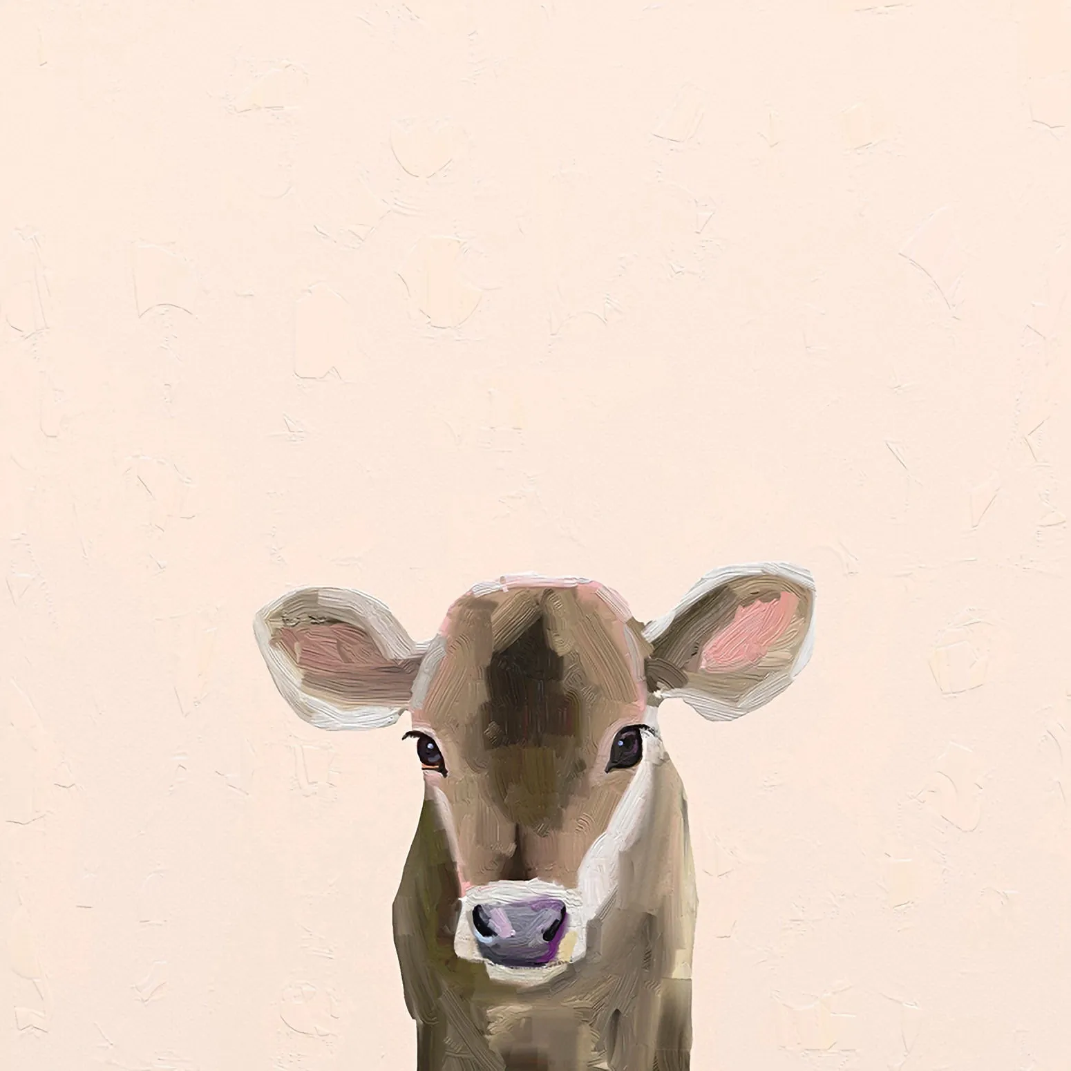 Baby Brown Cow Canvas Wall Art