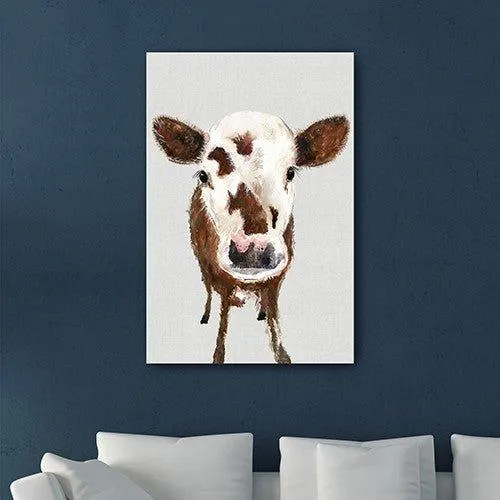 Baby Cow Face Canvas Wall Art 36x24
