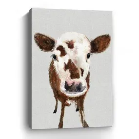 Baby Cow Face Canvas Wall Art 36x24