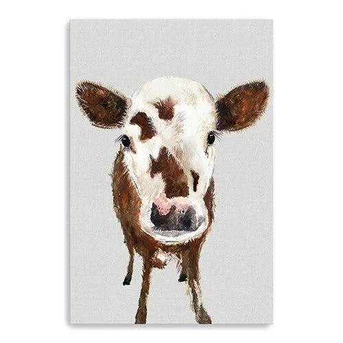 Baby Cow Face Canvas Wall Art 36x24
