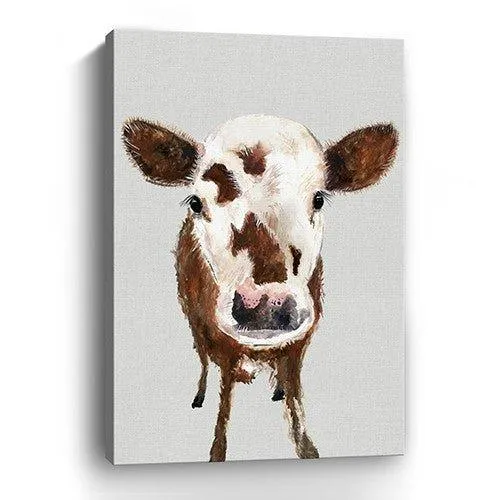 Baby Cow Face Canvas Wall Art 36x24