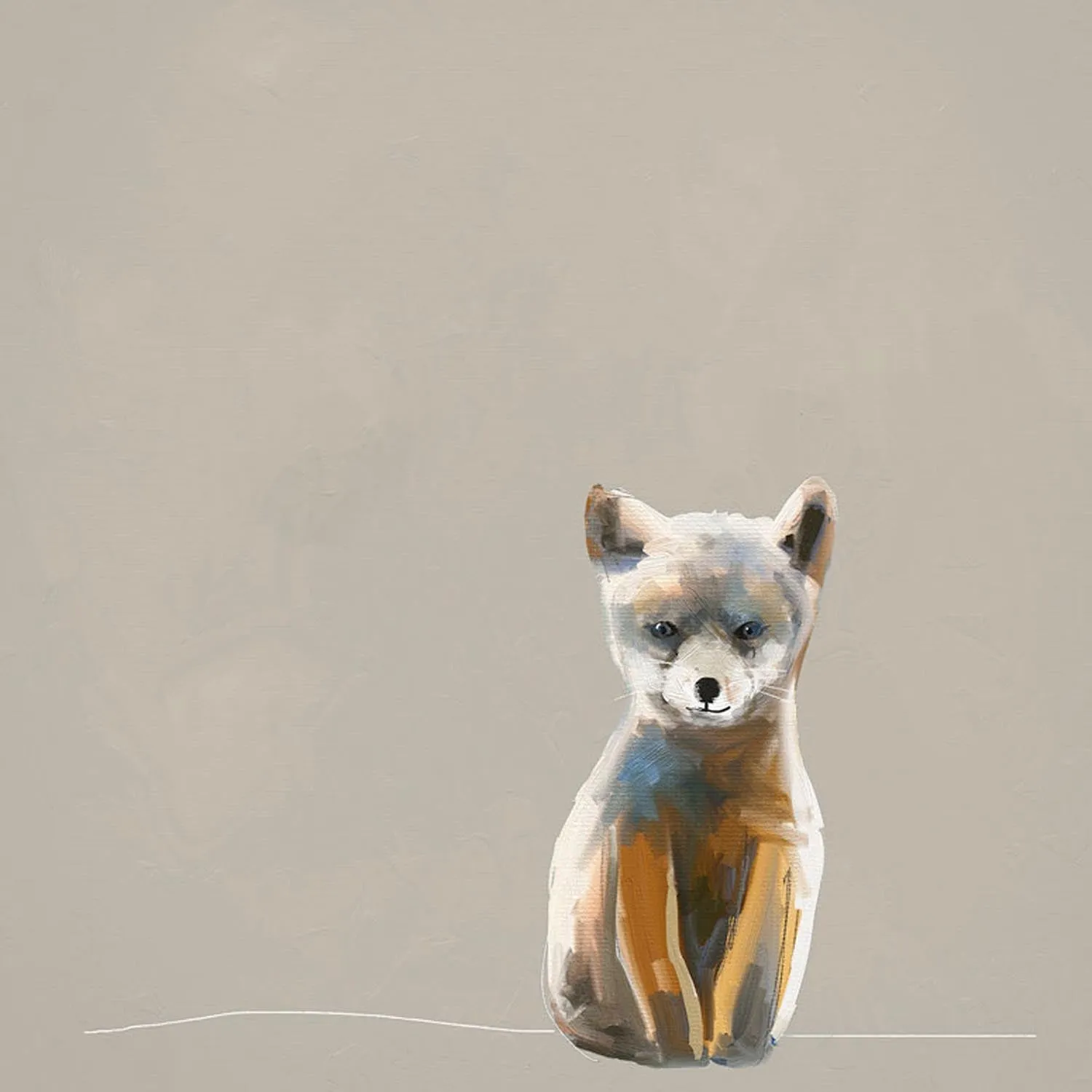 Baby Fox - Neutral Canvas Wall Art