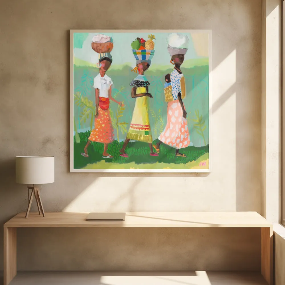Back From the Market - Square Stretched Canvas, Poster or Fine Art Print