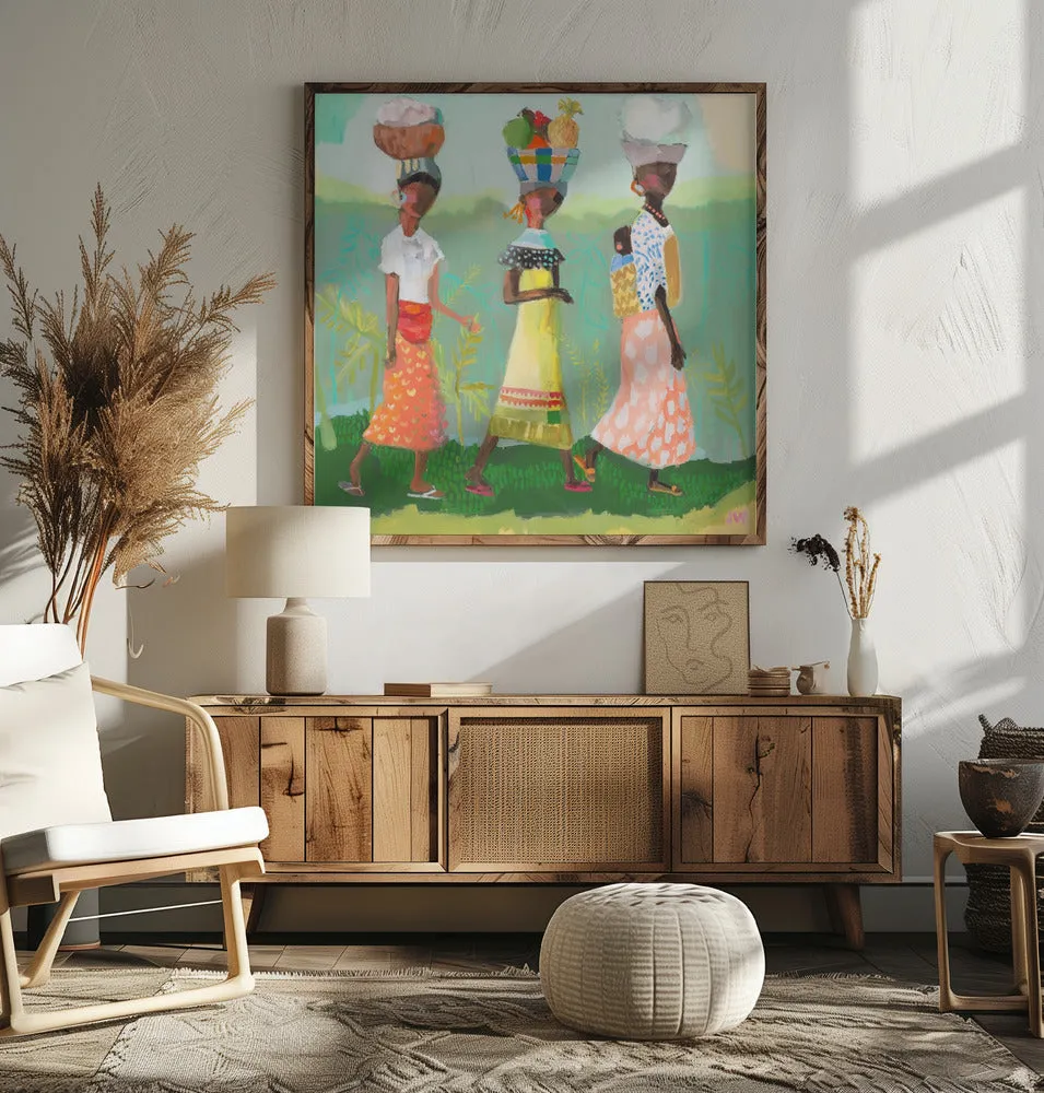 Back From the Market - Square Stretched Canvas, Poster or Fine Art Print