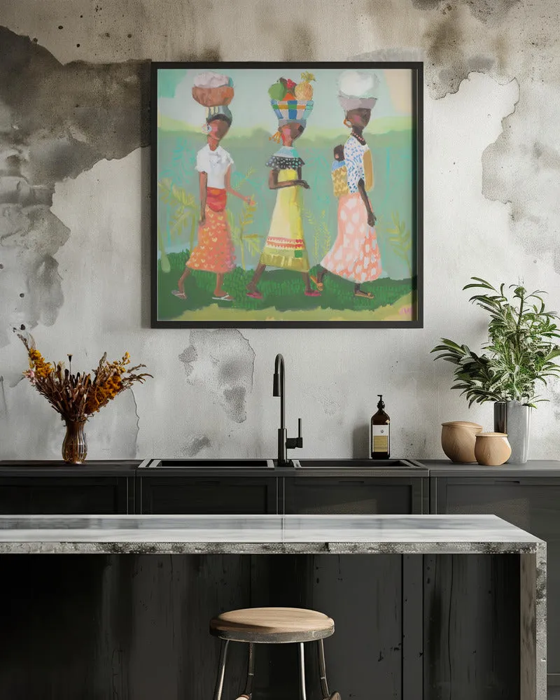 Back From the Market - Square Stretched Canvas, Poster or Fine Art Print