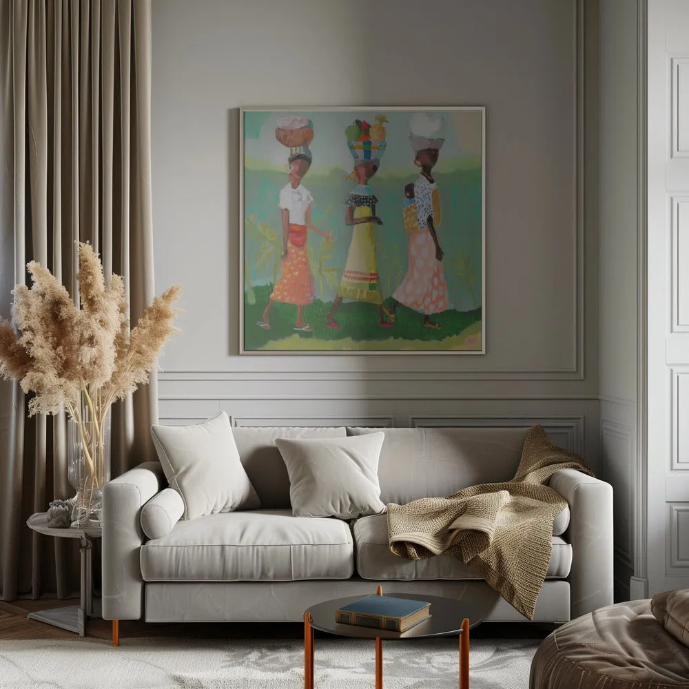 Back From the Market - Square Stretched Canvas, Poster or Fine Art Print