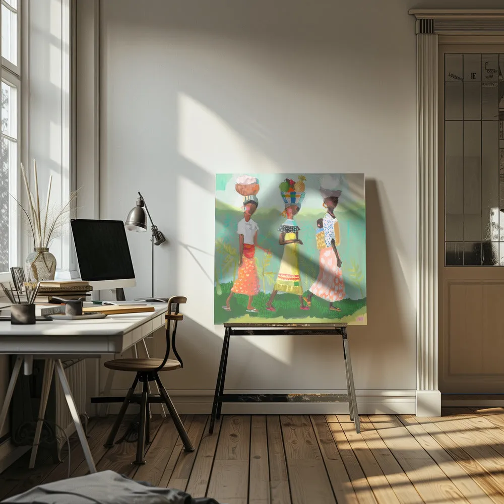 Back From the Market - Square Stretched Canvas, Poster or Fine Art Print