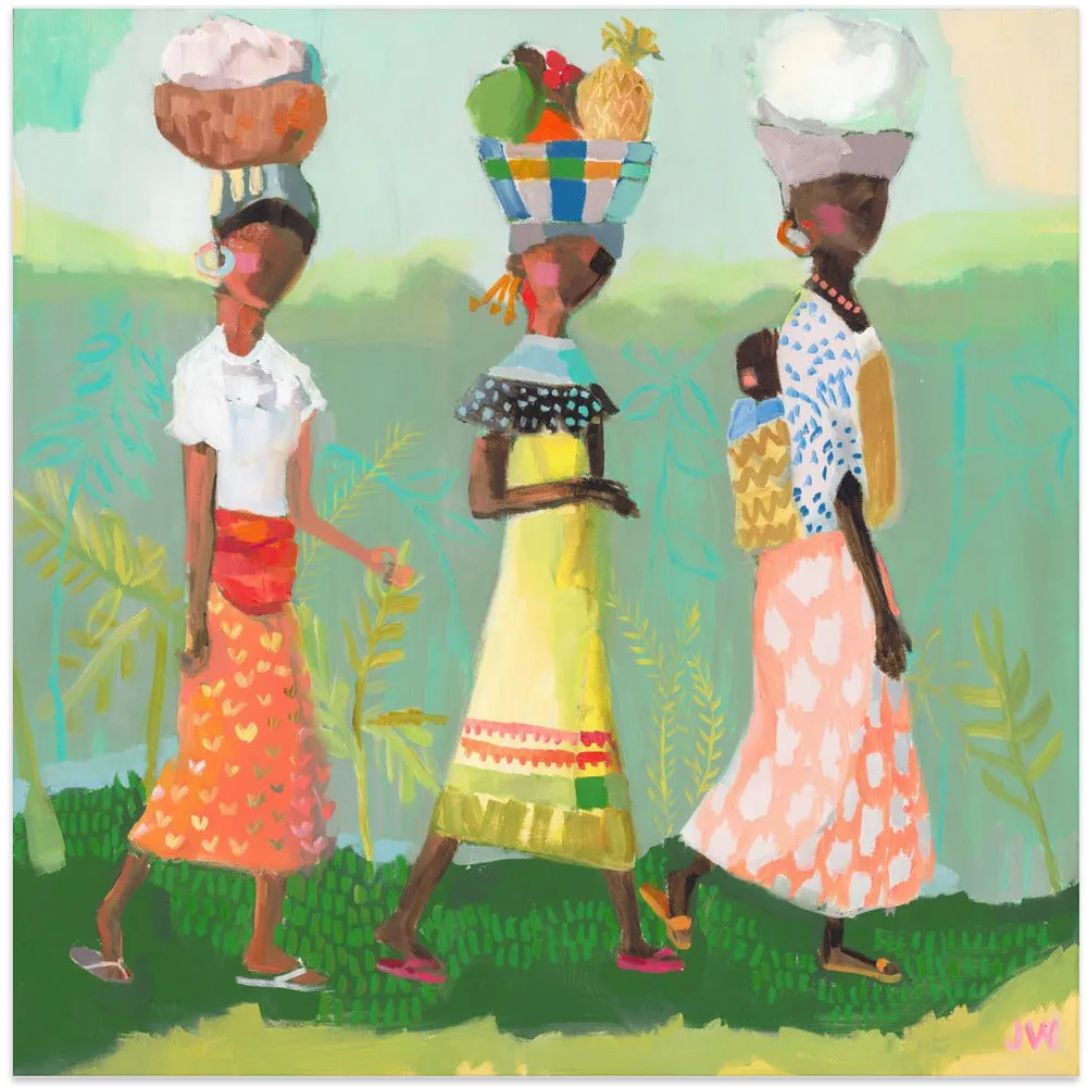 Back From the Market - Square Stretched Canvas, Poster or Fine Art Print