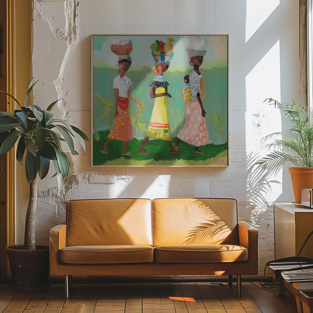 Back From the Market - Square Stretched Canvas, Poster or Fine Art Print