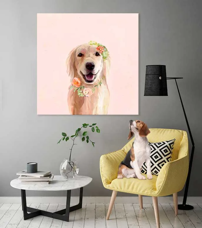 Best Friend - Golden Flowers Canvas Wall Art