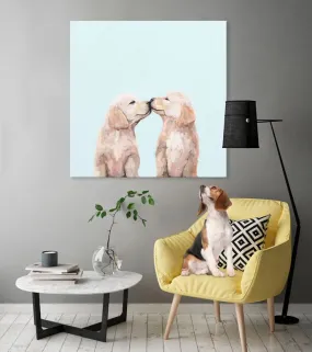 Best Friend - Golden Pup Kisses Canvas Wall Art