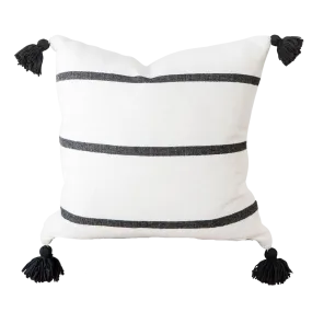 Black & White Pom Pom Pillow Cover