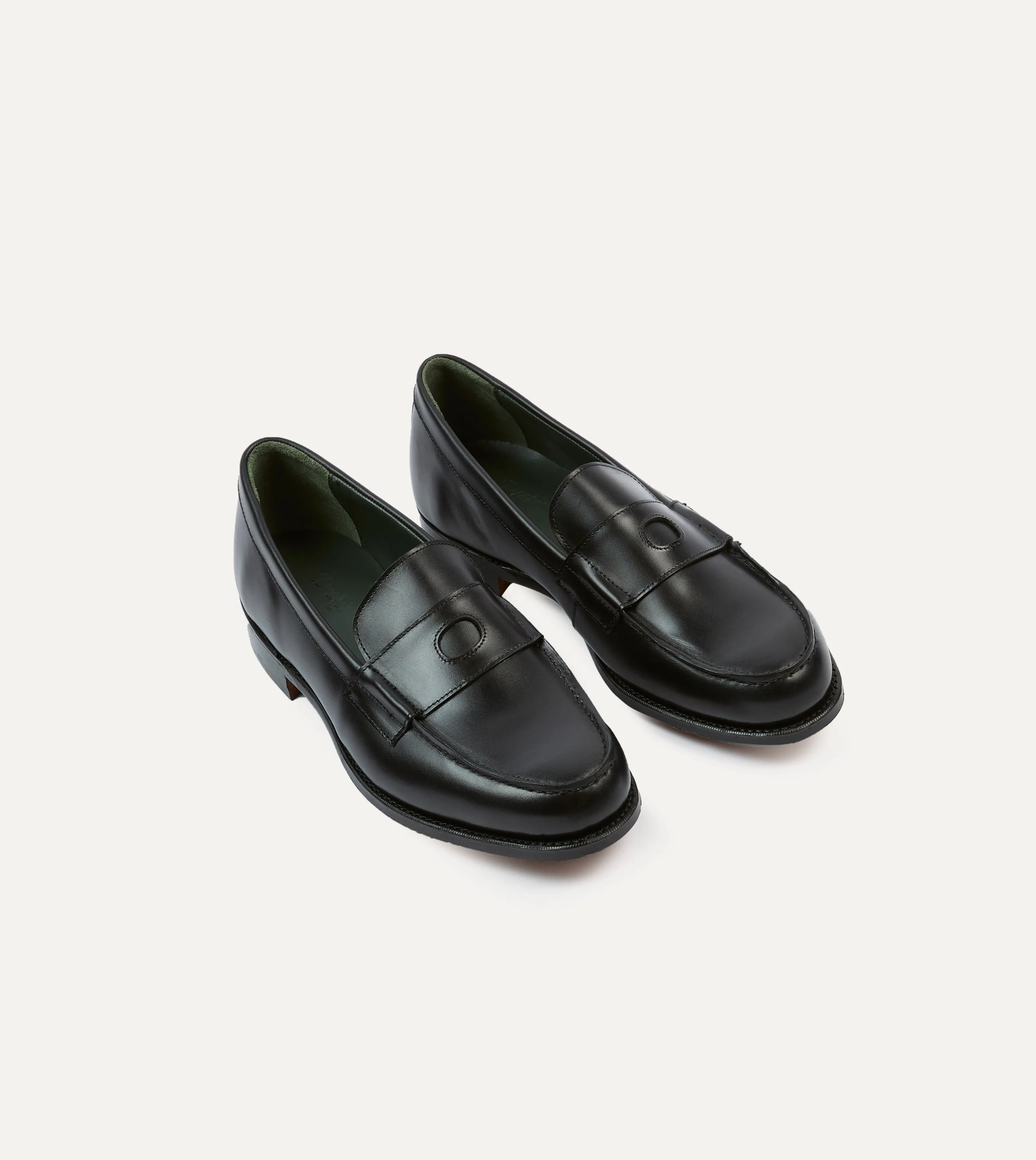 Premium Black Calf Leather Charles Mk II Goodyear Welted Penny Loafers for Men
