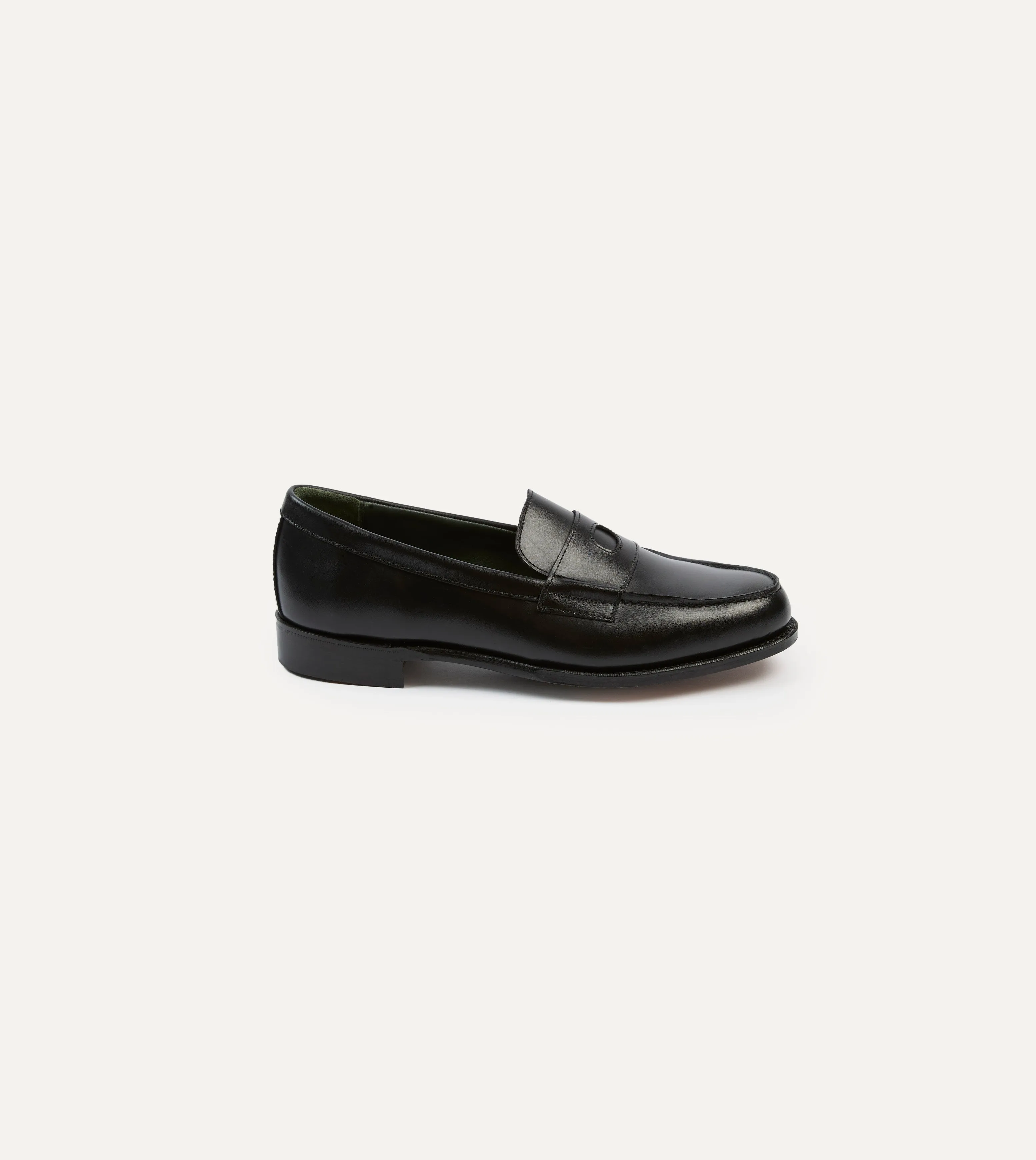 Premium Black Calf Leather Charles Mk II Goodyear Welted Penny Loafers for Men