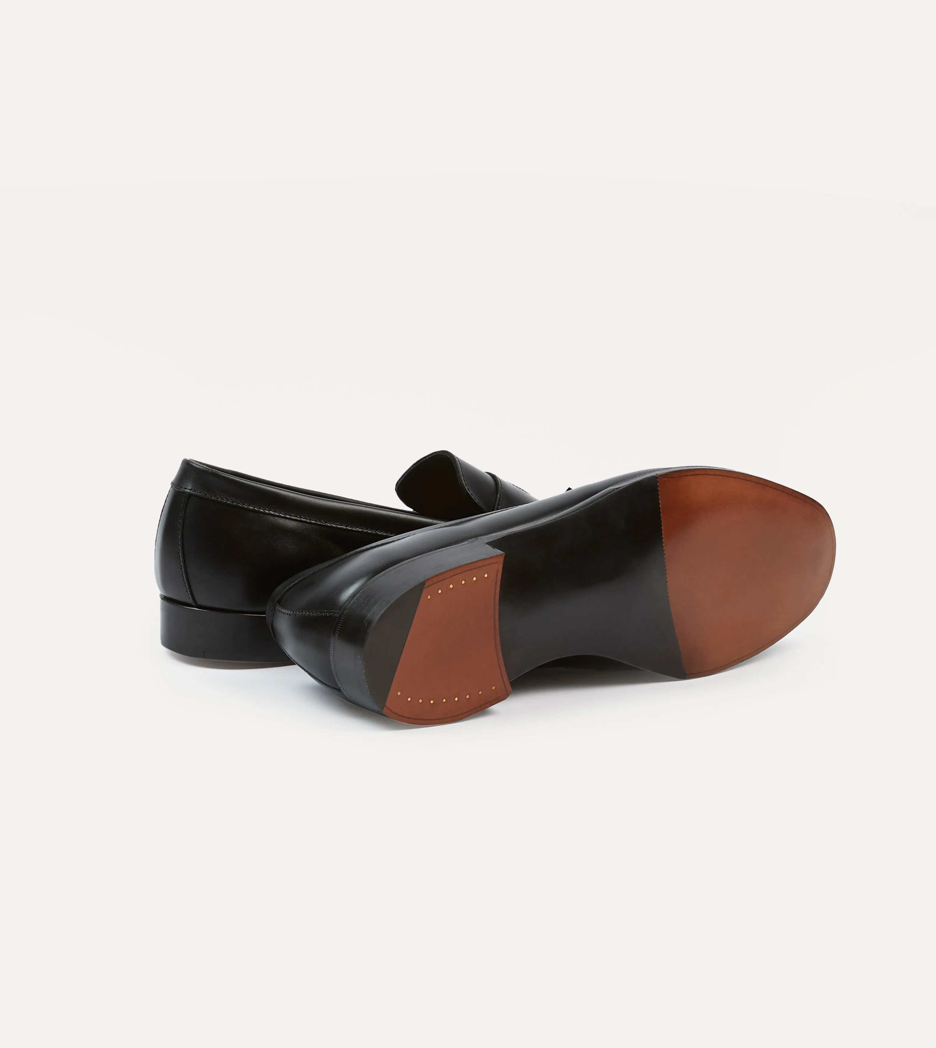 Premium Black Calf Leather Charles Mk II Goodyear Welted Penny Loafers for Men