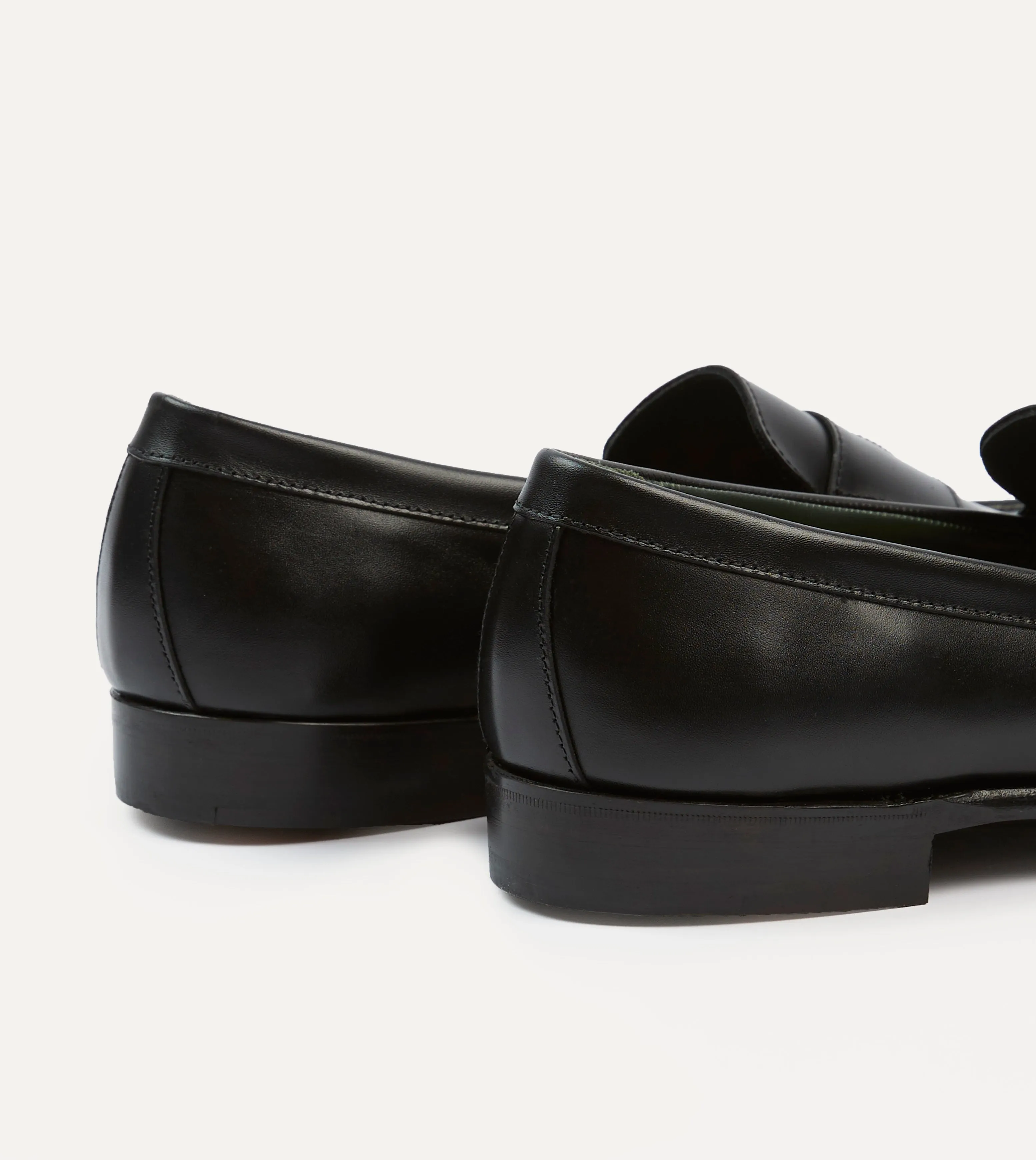 Premium Black Calf Leather Charles Mk II Goodyear Welted Penny Loafers for Men