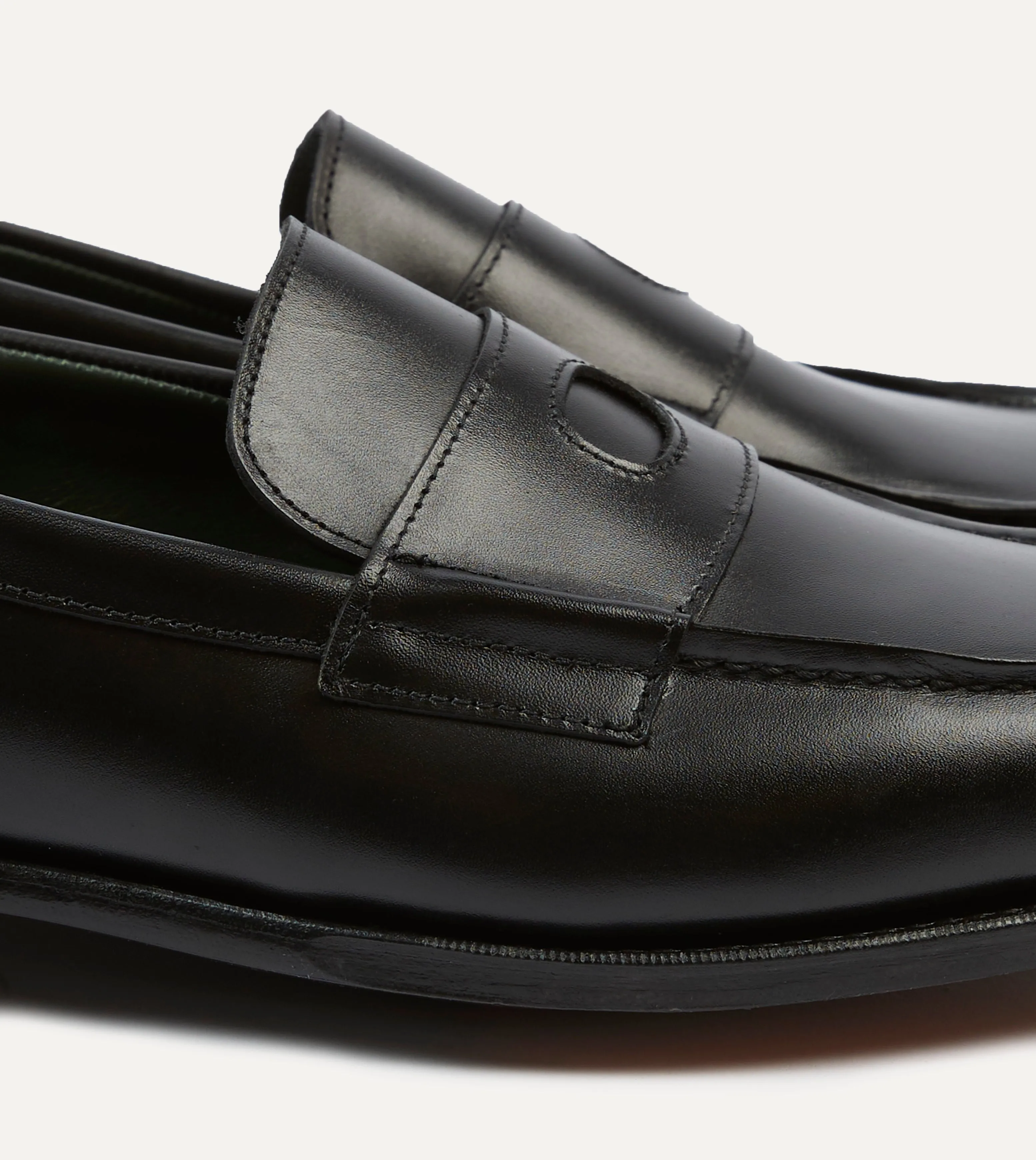 Premium Black Calf Leather Charles Mk II Goodyear Welted Penny Loafers for Men