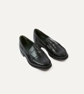 Premium Black Calf Leather Charles Mk II Goodyear Welted Penny Loafers for Men