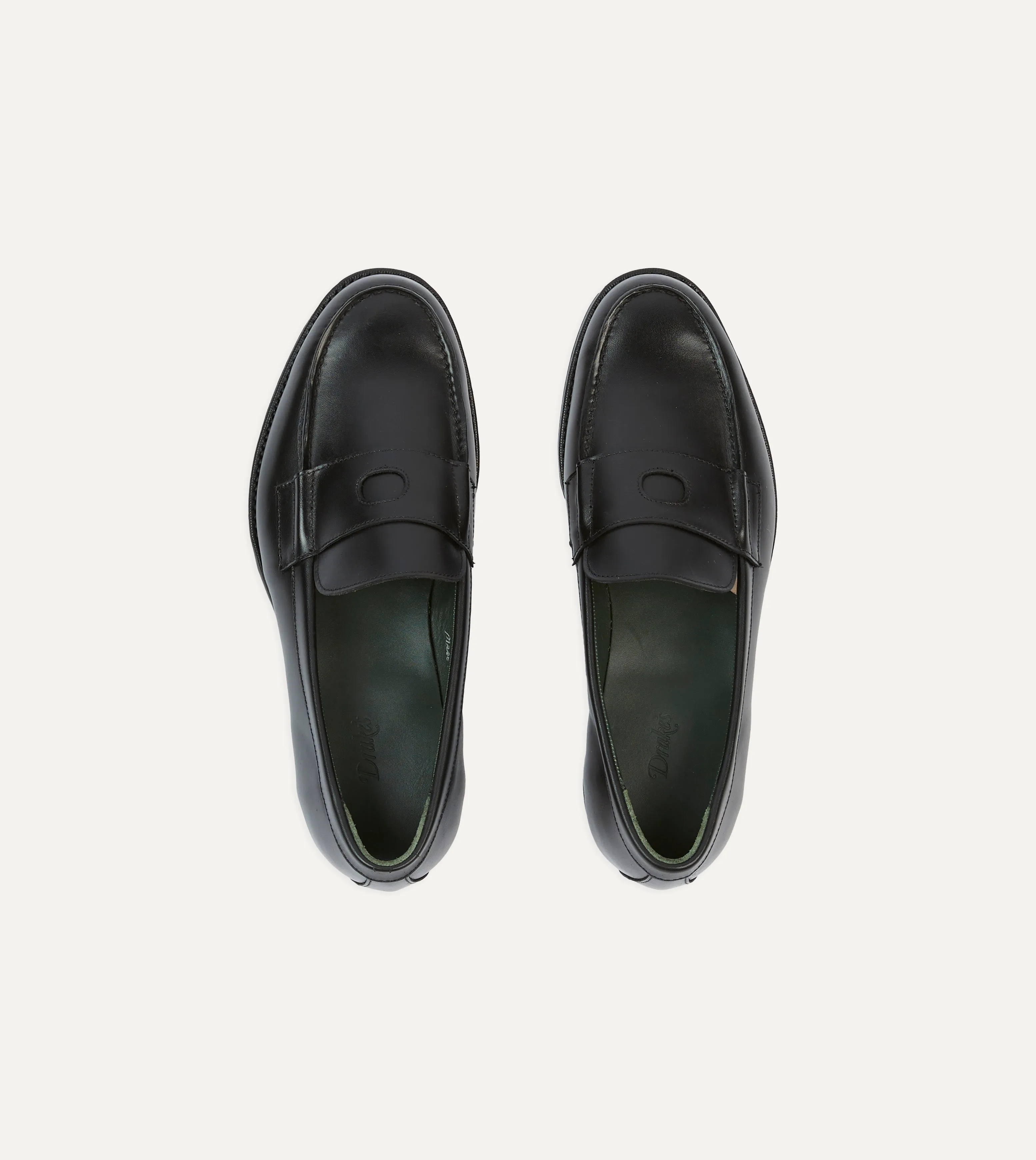 Premium Black Calf Leather Charles Mk II Goodyear Welted Penny Loafers for Men