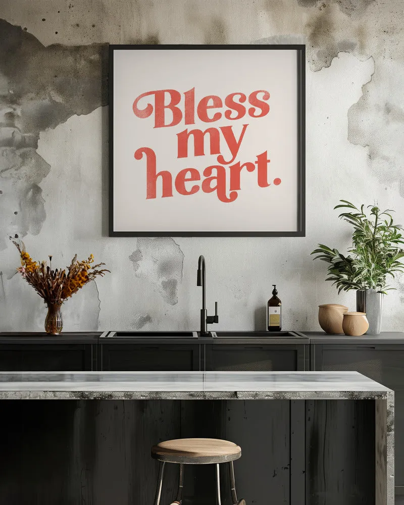 Blessmyheart W Background - Square Stretched Canvas, Poster or Fine Art Print