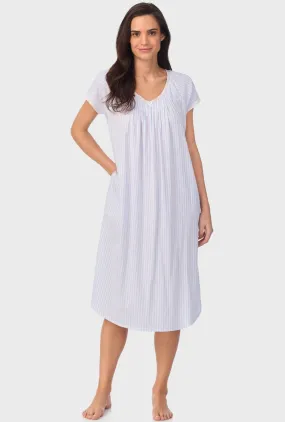 Blue and Cherry Stripes Cap Sleeve Nightgown