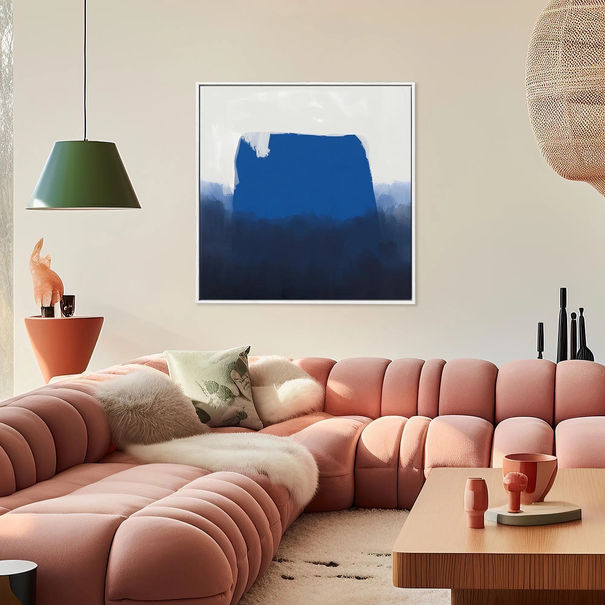 Blue Brush Strokes Framed Canvas