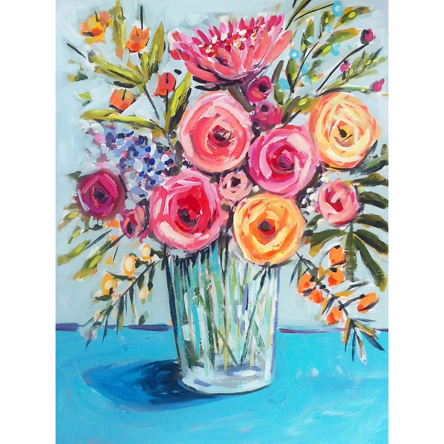 Blue Flowers Canvas Wall Art