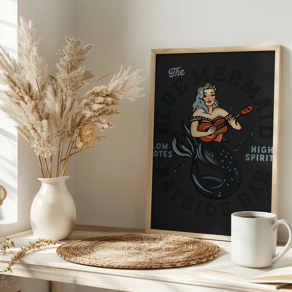 Blue Mermaid.png - Stretched Canvas, Poster or Fine Art Print