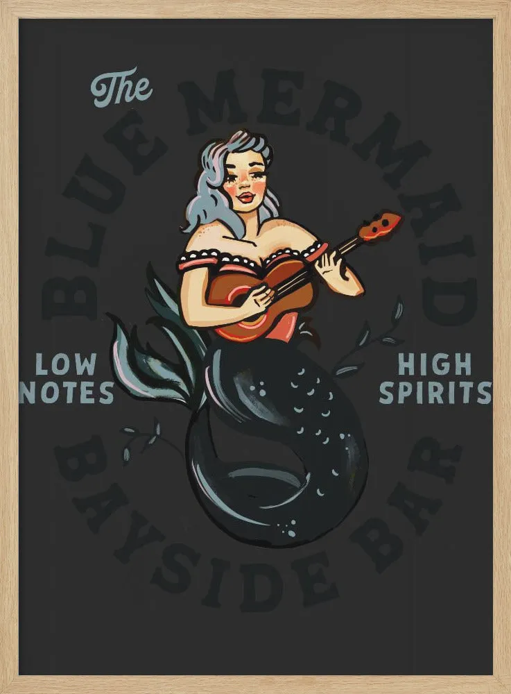 Blue Mermaid.png - Stretched Canvas, Poster or Fine Art Print