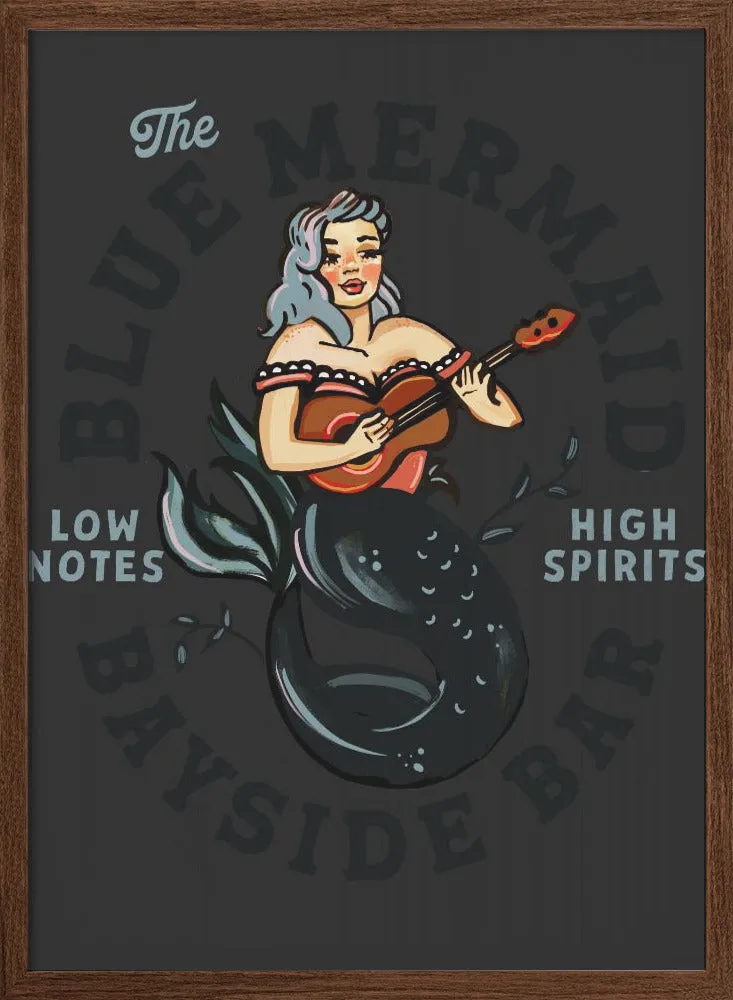 Blue Mermaid.png - Stretched Canvas, Poster or Fine Art Print