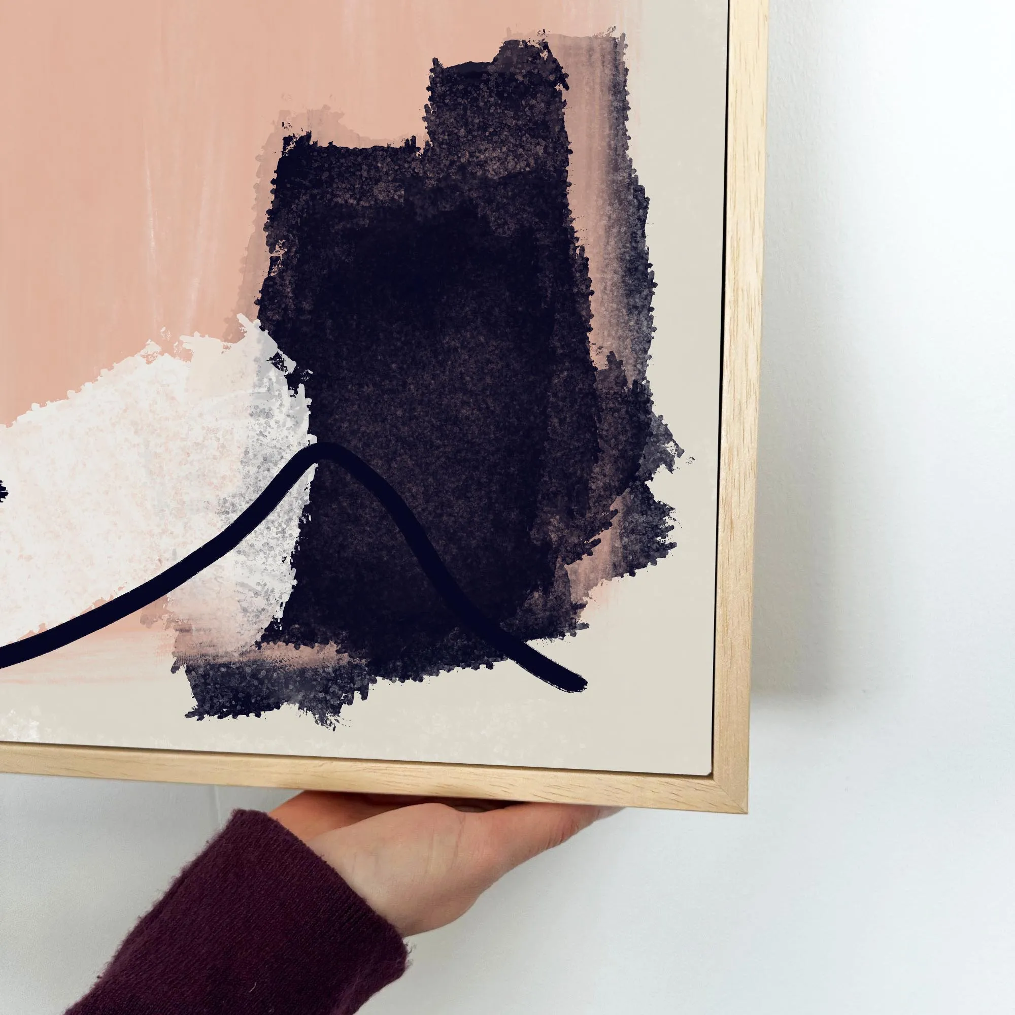 Blush Pink Abstract Framed Canvas