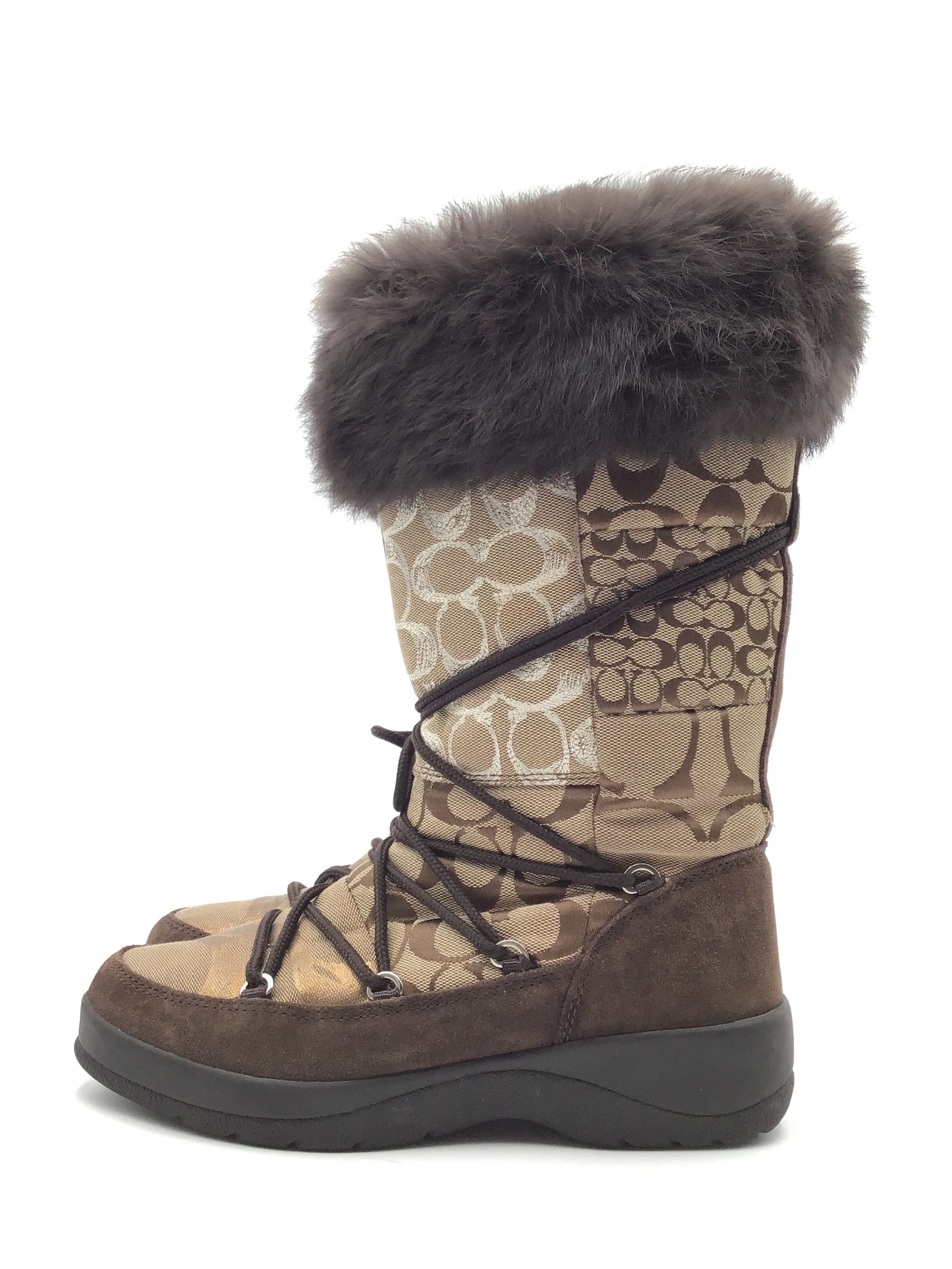 Boots Designer By Coach In Brown, Size: 8