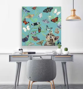Butterfly Kitten Friend Canvas Wall Art