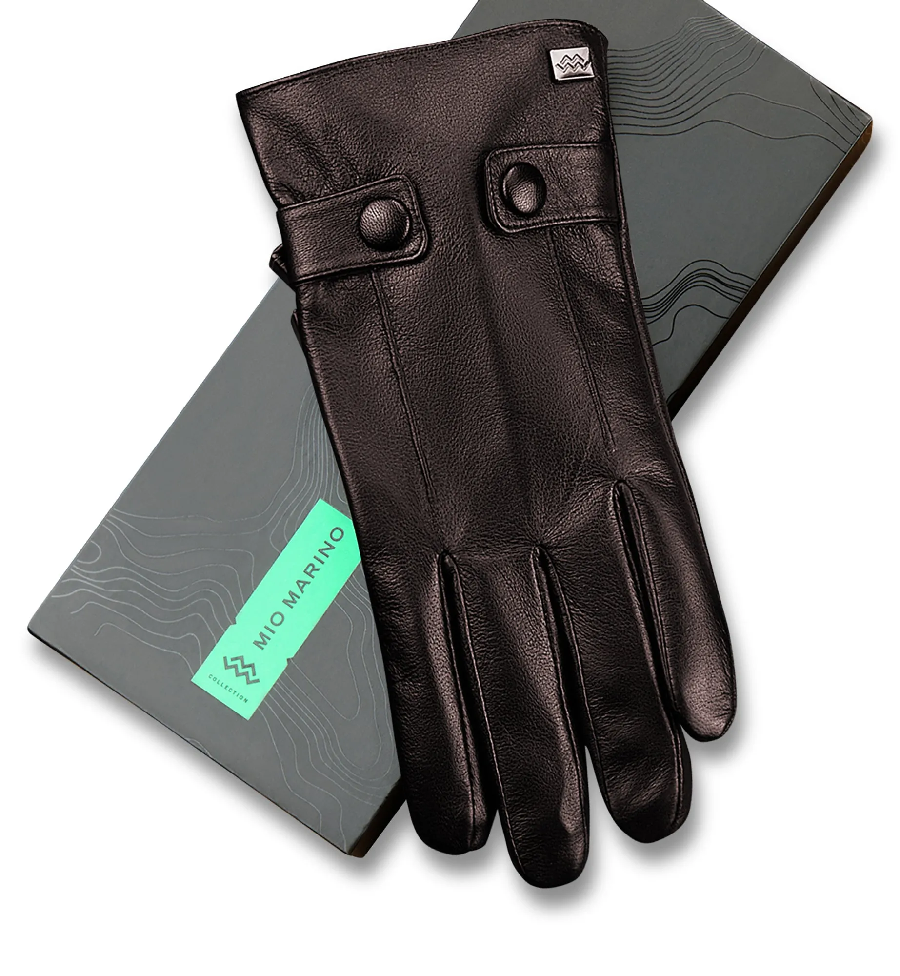 Buttoned Flap Real Leather Gloves