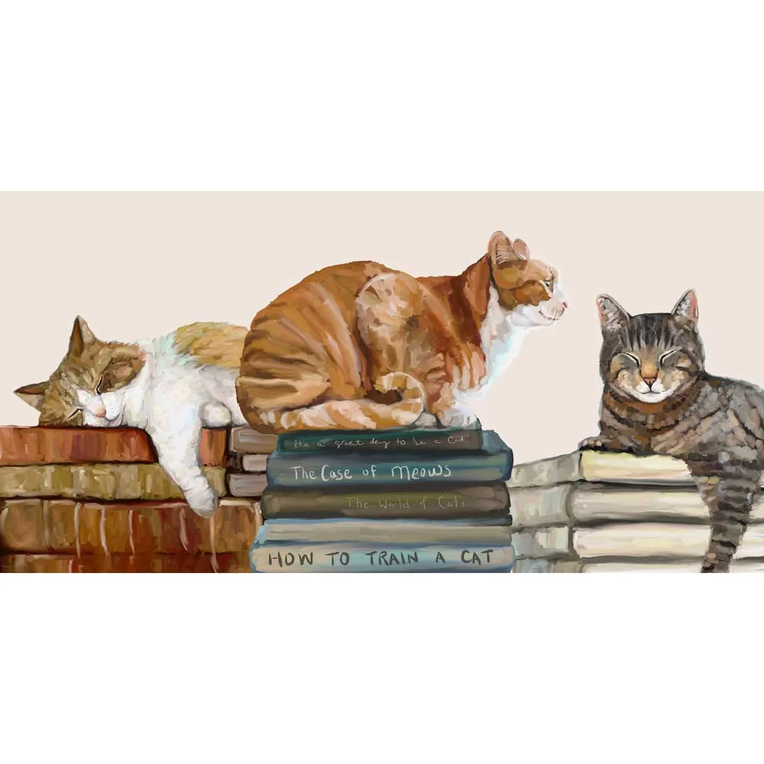 Cats On Books Canvas Wall Art
