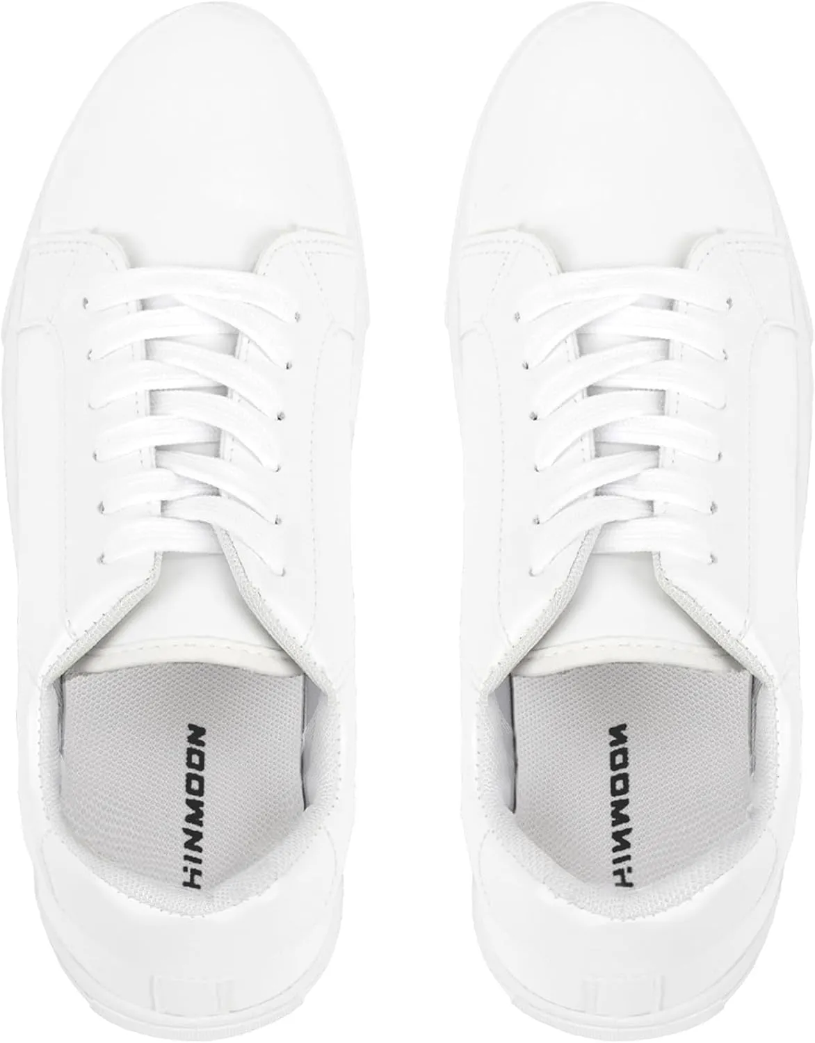 CHINMOON Women's Fashion Sneakers White PU Leather Casual Shoes Low Top Lace Up Tennis Sneakers