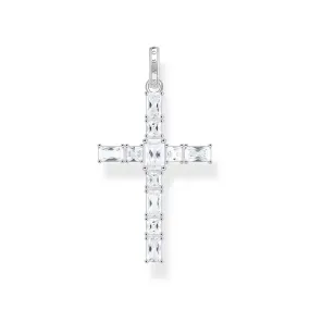 Cross pendant with white zirconia